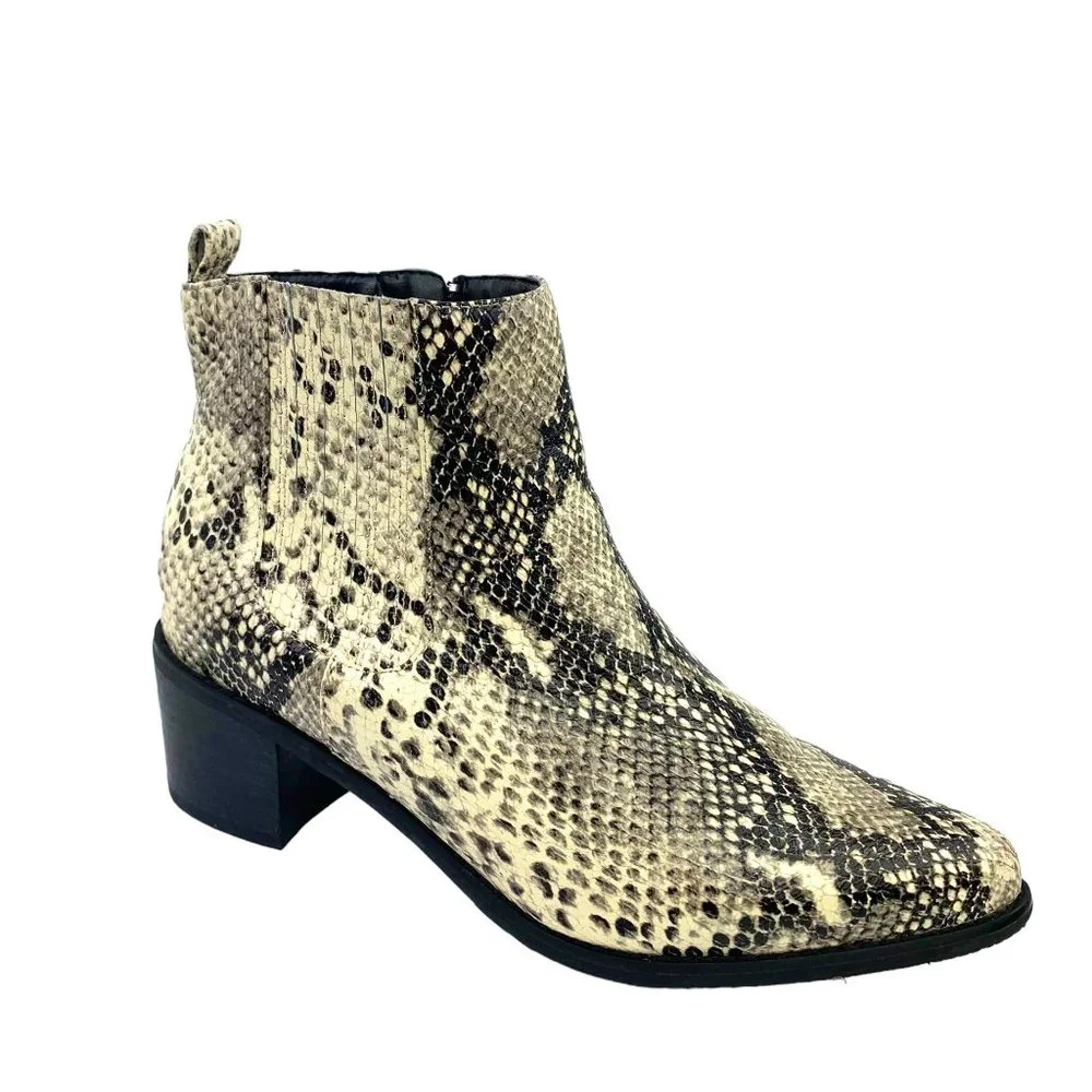 BLONDO Elvina Snakeskin Embossed Leather Waterproof Zip‎ Booties